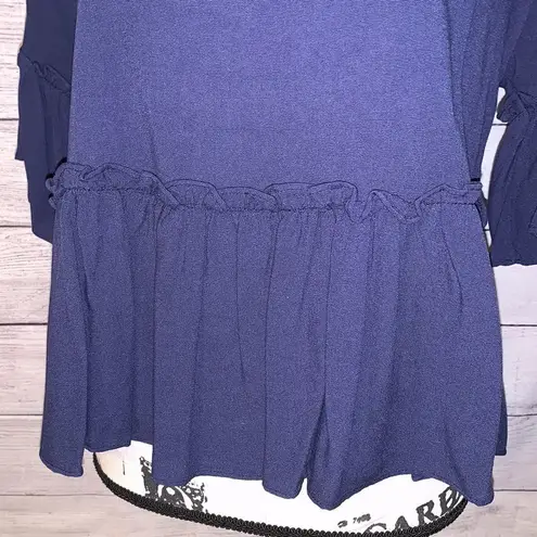 Everly  navy rayon babydoll tiered blouse Small