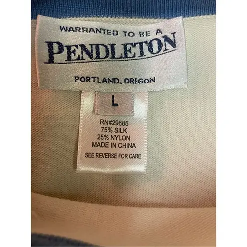 Pendleton Long Sleeve Striped Red White & Blue Scoop Neck Silk Blend Vintage Swe