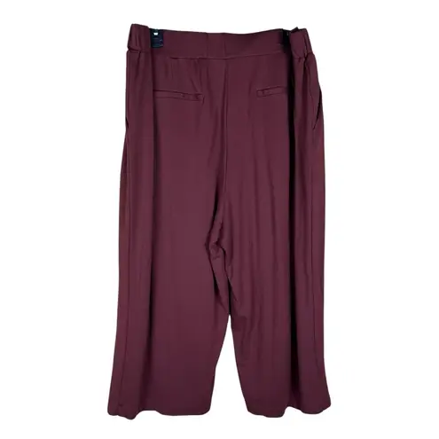 Universal Standard Culottes Size 14/16 Burgundy Pull On Wide Leg Pockets Stretch