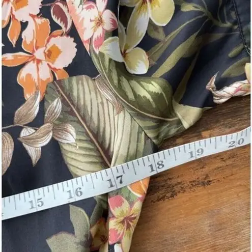 T3 TRY ME Floral Print Maxi Shirt Dress Black Pink Orange Green Belted Size S