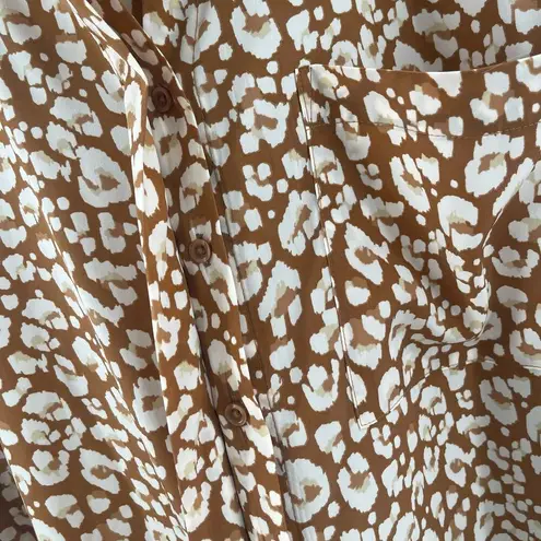 Nine West  Button Down Shirt Size Large Animal Print Business Casual Office Work