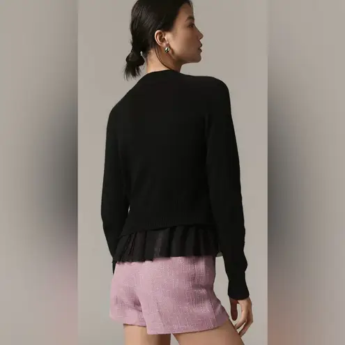 En Saison Anthropologie Casey Bow Sweater Women’s Size Small S Black Wool Blend