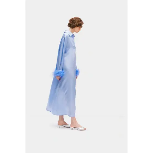 Sleeper Luna Maxi Dress with Detachable Feathers Blue Womens Size Small