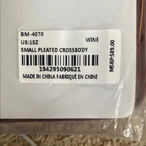 Badgley Mischka NWT Burgundy Wine Small Pleated Crossbody Bag by chain strap