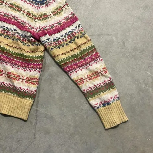 Mountain Lake Vintage Nordic MultiColor Pattern Faire Isle Button Down Sweater