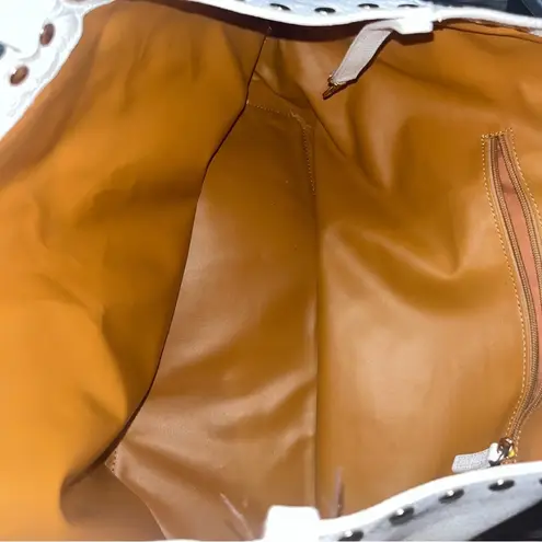 Laggo White Leather Bag With Brass Details & Tassel