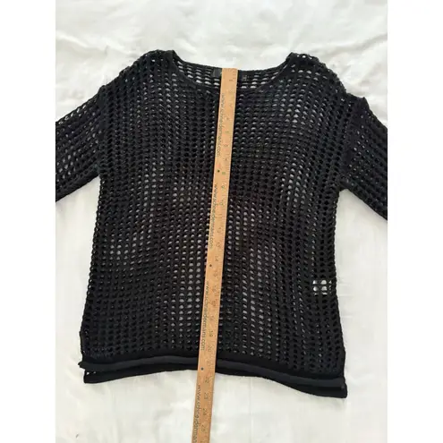Zesica Open Knit Sweater Size S Black Crochet Cover Up Beach Witchy Goth Rave
