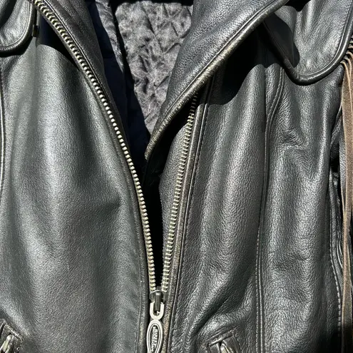 HARLEY DAVIDSON MEDIUM HERITAGE SPRINGER HAWK LEATHER JACKET size womans medium Black