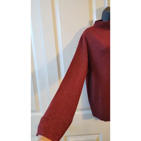 Preston & York Sweater Mock Turtleneck Size XL in Red Metallic