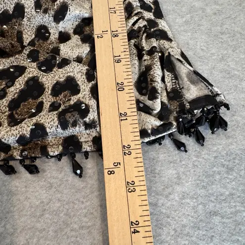Vintage MSK Crossover Top Womens Small Brown Animal Print Mob Wife Beaded Sequin