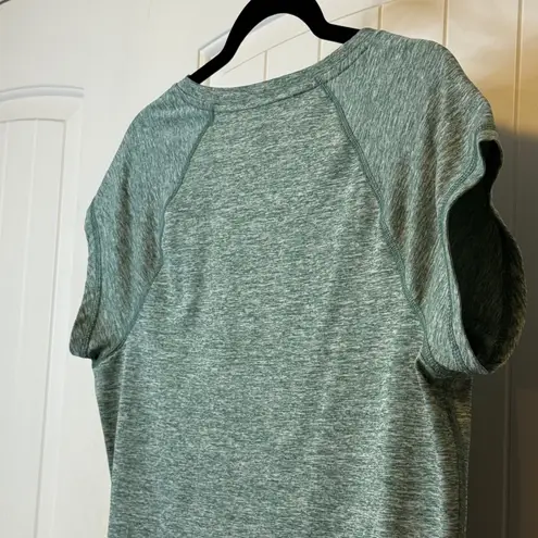 Ideology Activewear Top Women's L Green Heather V Neck Short Sleeve Workout #