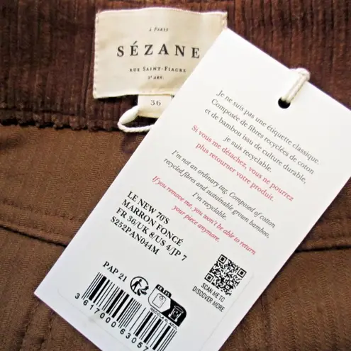 Sézane NWT Sezane New 70s Trouser in Dark Brown Wide Wale Corduroy Pants 36 / 4