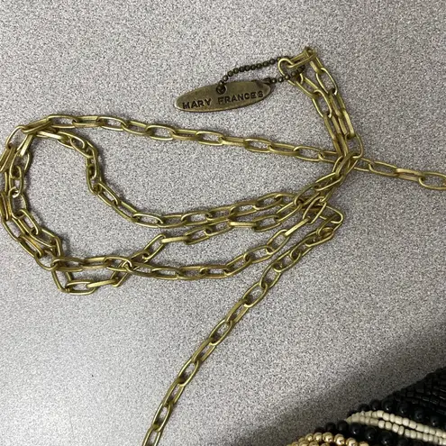 Mary Frances Beaded Handbag Purse Black Chain Strap Arrowhead Gem Embellish EUC