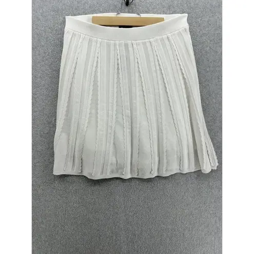 EXPRESS  Women's Pull On Skirt Solid White Size XL Lined Pleated Circle Scalloped