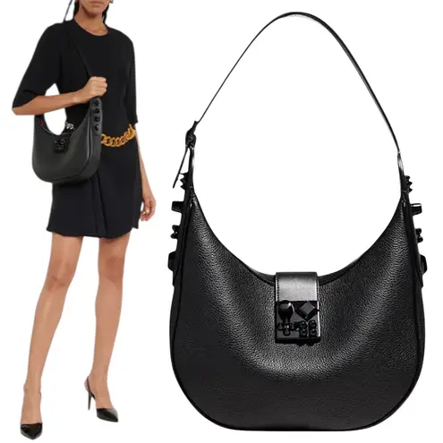 Christian Louboutin  Carasky Small Empire Stud Leather Shoulder Bag Black