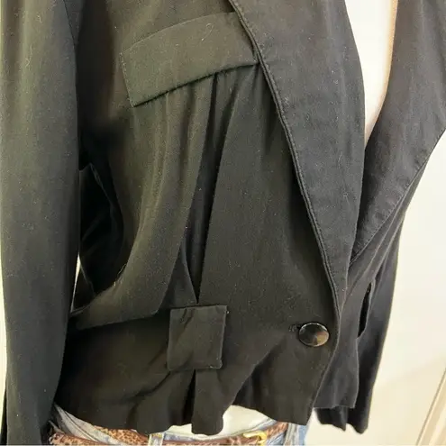 Vintage Connection Cropped Black Jacket 90s Minimalist Blazer Paris NY LA M Size M