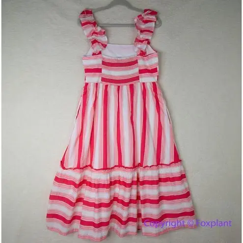 New! J Crew Factory Striped square neck midi dress. size 12 Pink