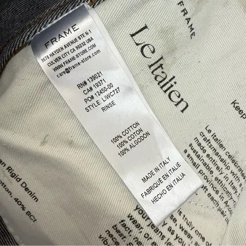 frame denim  Le Italian Wide Leg Crop Jeans Rinse Dark Wash Rigid Denim High Rise