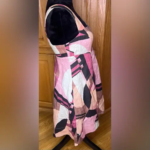 Banana Republic  Kenza Fit & Flare Linen‎ Mini Dress in Pink Geo Size 2 Petite