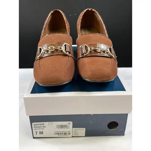Karen Scott Womens Brown loafer Heels Size 7M SKU 7303