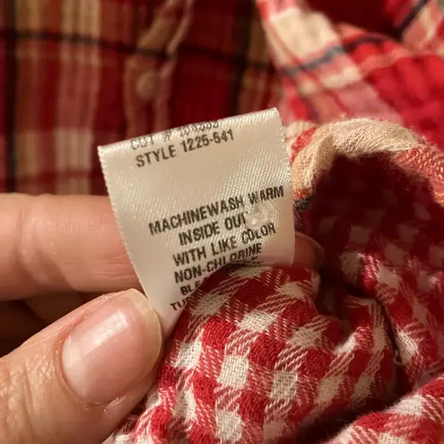 CP Shades Red Plaid and Gingham Gauze Cotton Button Down