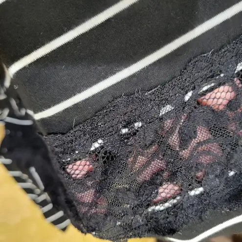 Bobeau Jersey B&W Striped Lace Peekaboo Stripes Maxi Skirt sz S