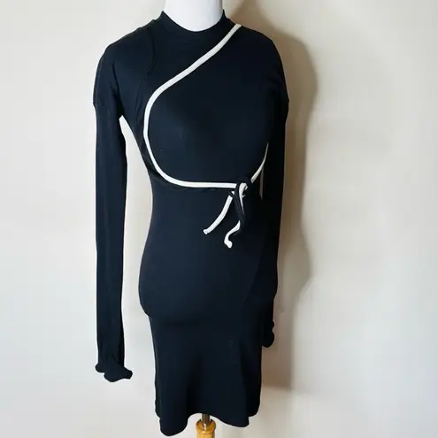 Otto Linger Black Otto Lounge Rib Long Sleeve Mini Dress Size XS