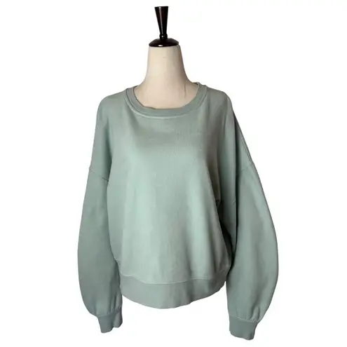 Rails Sweatshirt Women Large Light Seafoam Green Hilda Gathered Sleeve Cropped