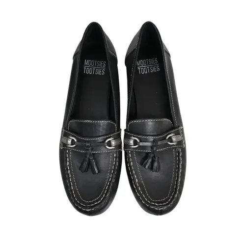 Mootsies Tootsies Women's 8 True Grit Black Leather Tassel Loafers