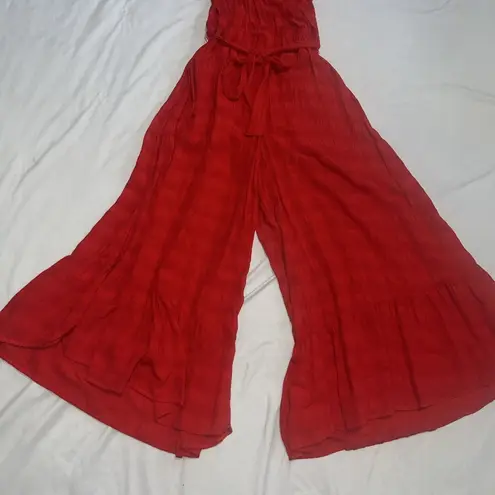 Michael Stars NWT Red Wide Leg Jumpsuit S Small Belted Wrap Front Cropped $228