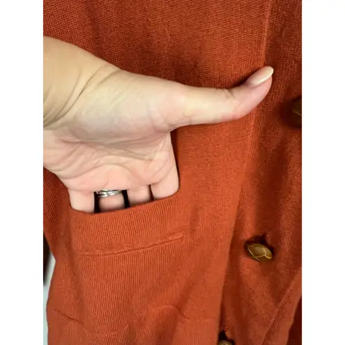 Kate Hill Women's Cardigan Orange Tan Button Front Size M Cashmere blends