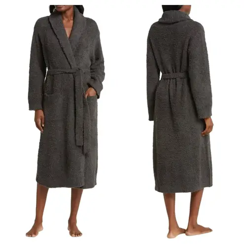 Barefoot Dreams  Cozy Chic Womens 2 Carbon Grey Long Robe Pockets *NO BELT