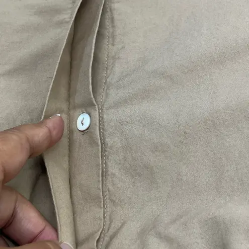 Sweet Magnolia Long Sleeve Shirt Dress W/Embroidered cut out 100% Cotton L Tan Size L