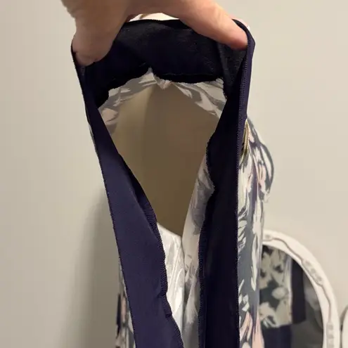 August Silk  Navy and Pink Floral Blouse