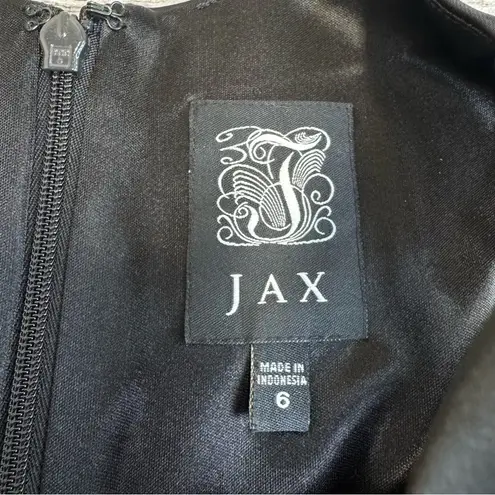 JAX Women's Sleeveless Mini Cocktail Dress Black 6 Sheer Satin Cutout High Neck