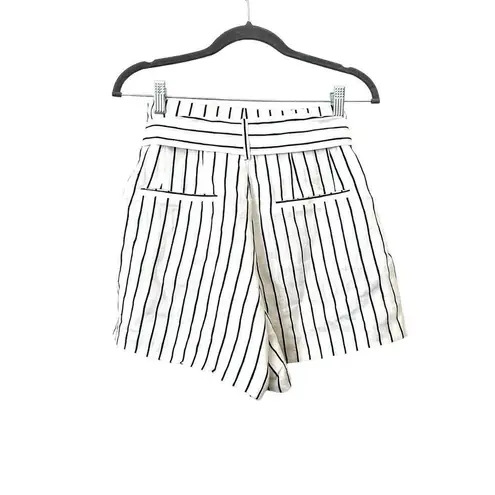 Saylor Linen Striped High Waist Shorts with Belt Sz M