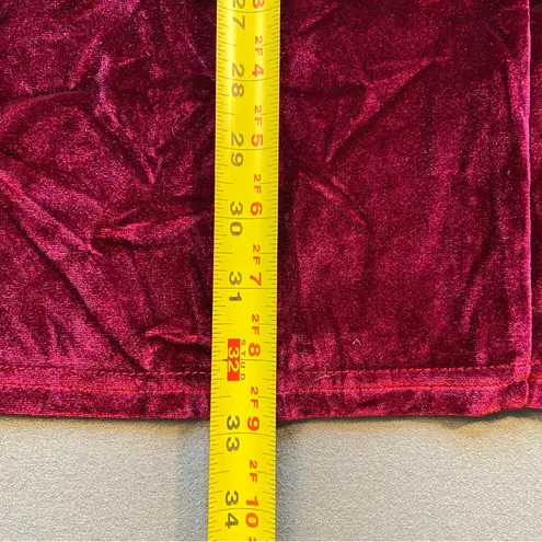 Red Crushed Velvet Mini Dress, Square Neck line, long sleeve, Size Medium