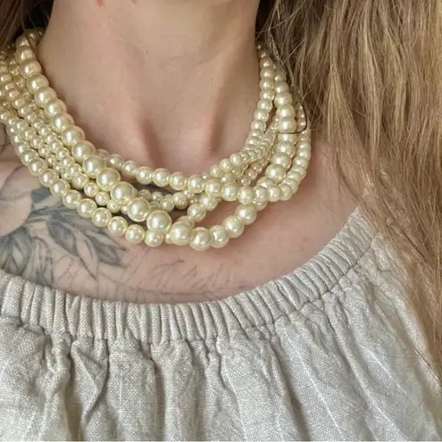 American Vintage Vintage “Cordelia” Five Strand Pearl Necklace 19.5” Classic Maximal Chunky 