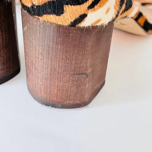 Louise et Cie Leopard Print Wood Heel Ankle Strap Sandal