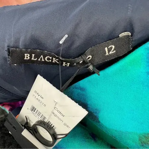 Black Halo dress 12 blue floral watercolor sweetheart sleeveless sheath NEW