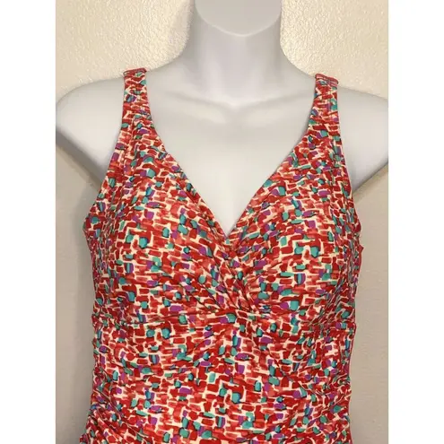 Sweet Escape Size 12 Swimsuit One Piece Full Coverage Coral Ruched Sides Padded Pink