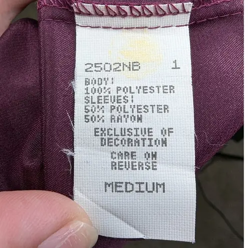 Vtg 1980s Val Mode Eggplant Purple Satin Burnout Velvet Sleeve Long Robe M Size M