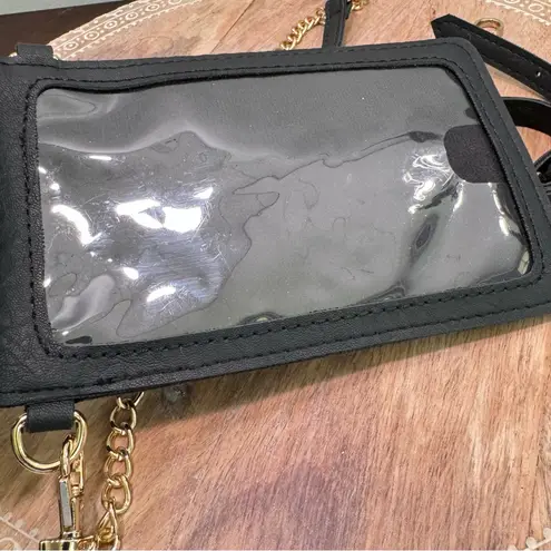 SeOSTO Black Leather Crossbody Bag Stadium Travel Purse Cell Phone Wallet