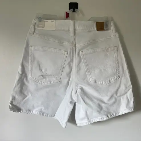 American Eagle  Stretch White Strigid High Rise Relaxed Blue Jean Casual Shorts 0