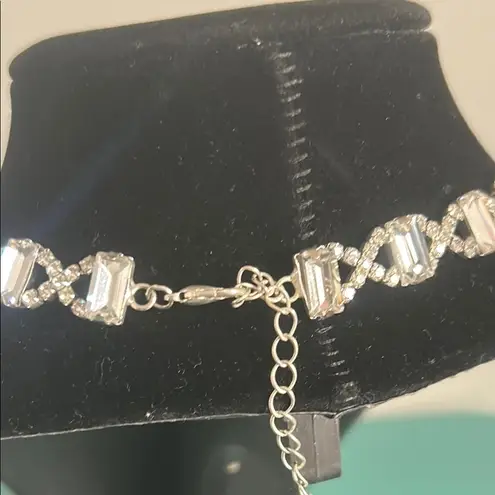 Wedding Bridal Prom Formal Silver and Rhinestone Crystal Choker Necklace