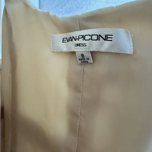 Evan Picone Beige Ruched Formal Cocktail Dress Midi Classic Size 8