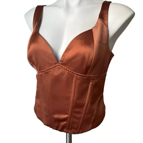 Jason Wu Satin Look Bronze Copper Corset Top, Sz M