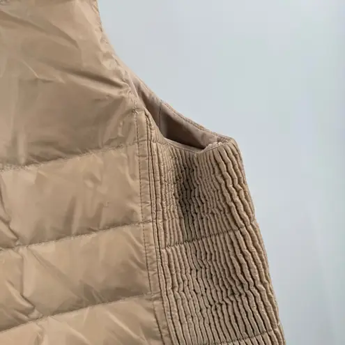 J. Jill Down Vest Size Large Quilted & Smocked Puffer Winter Fall Lightweight Tan