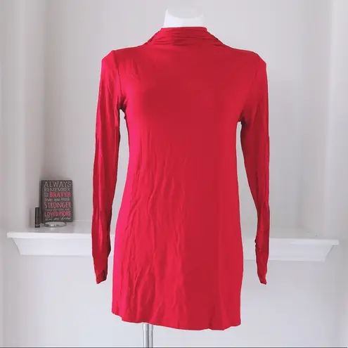 Peck & Peck  Turtleneck Jester Red Top Ruche Neck Base Layer Size S NWT