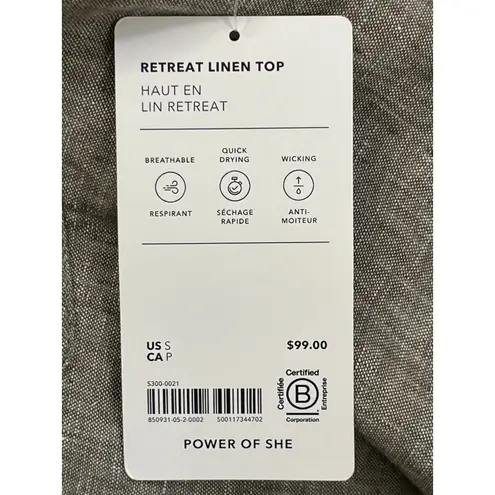 Athleta  100% Linen Button Down Shirt Taupe Gray Small NWT